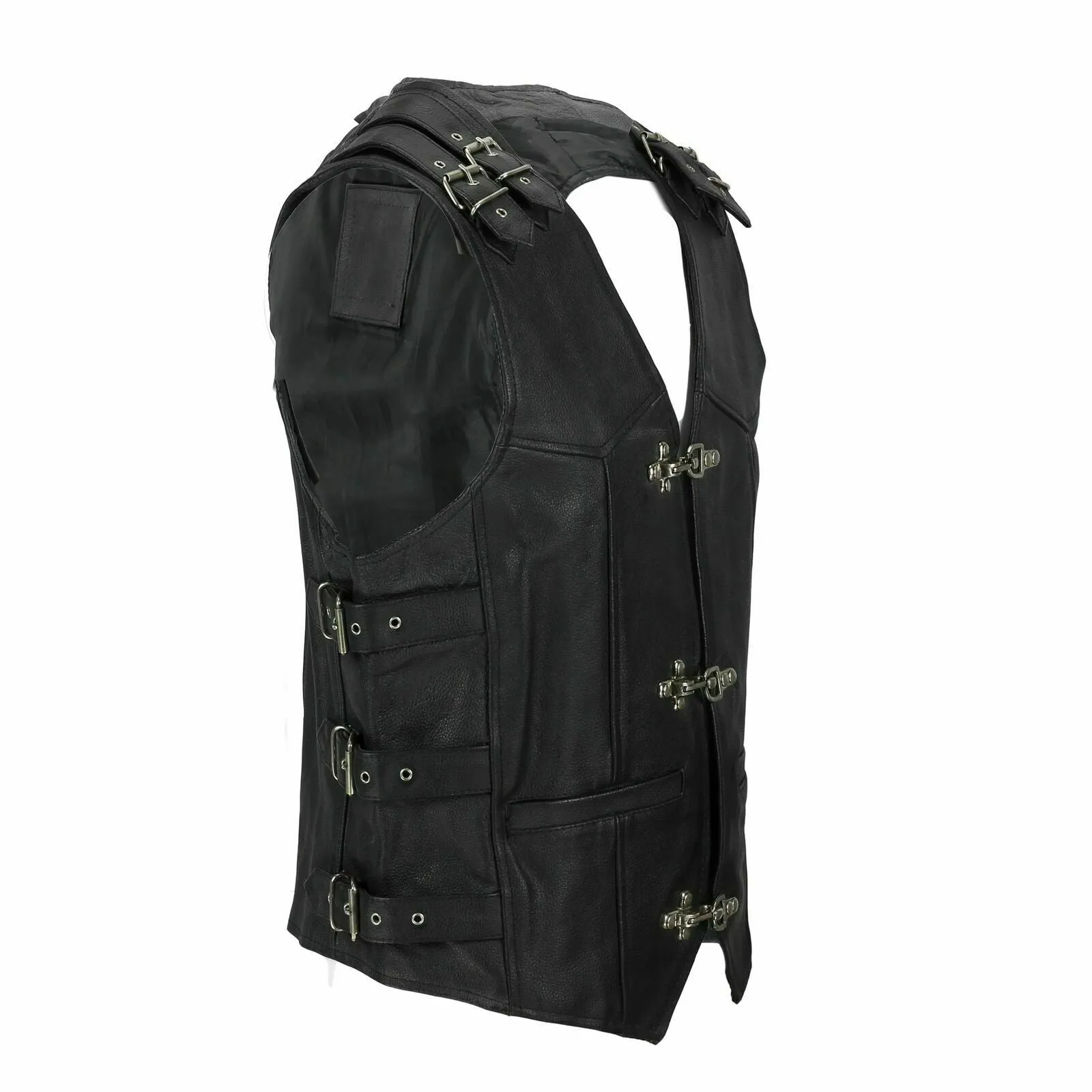 Men's Black Genuine Leather Waistcoat Vest