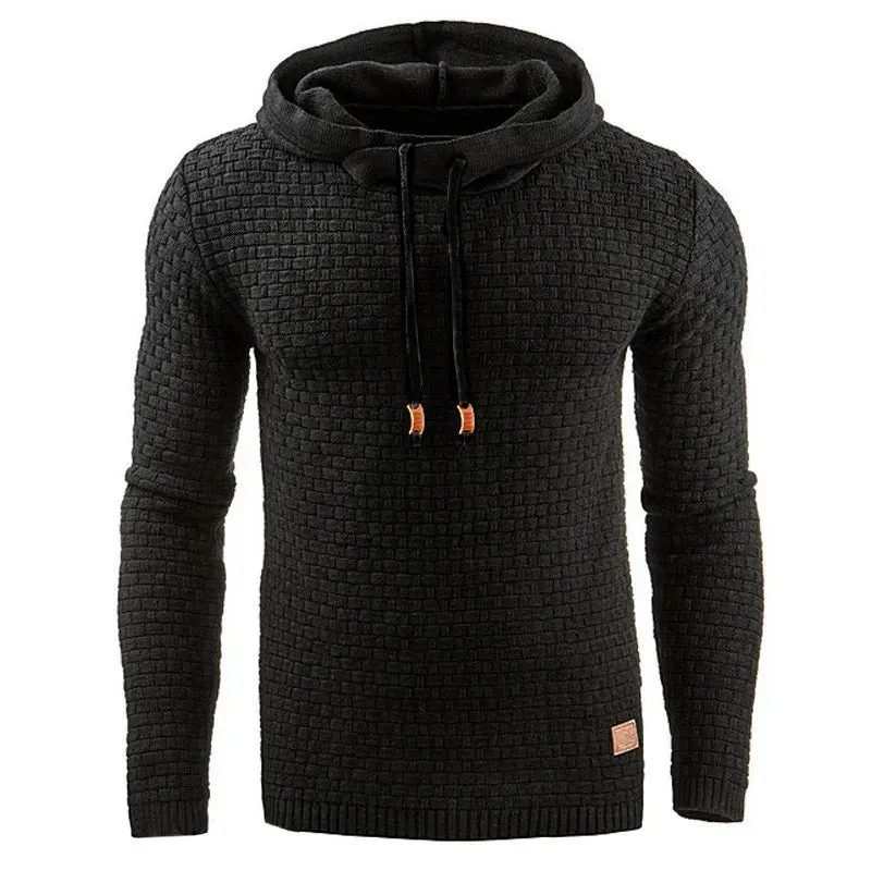 Men's Knitted Drawstring Pullover Hoodie