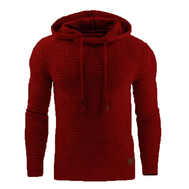 Men's Knitted Drawstring Pullover Hoodie