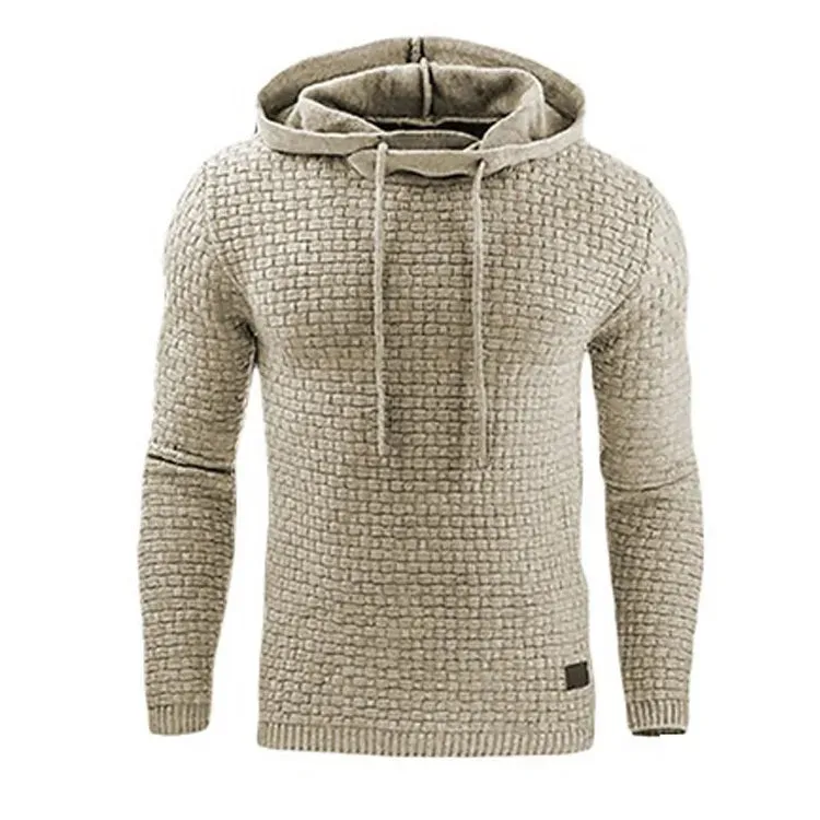 Men's Knitted Drawstring Pullover Hoodie