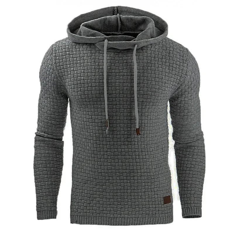 Men's Knitted Drawstring Pullover Hoodie