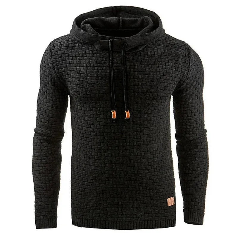 Men's Knitted Drawstring Pullover Hoodie