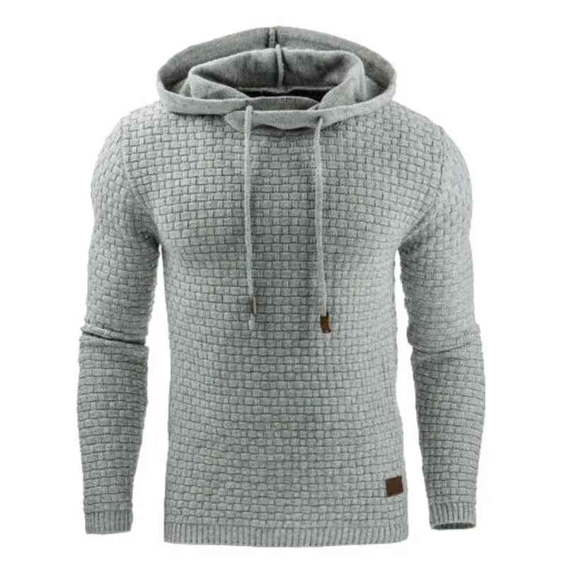Men's Knitted Drawstring Pullover Hoodie