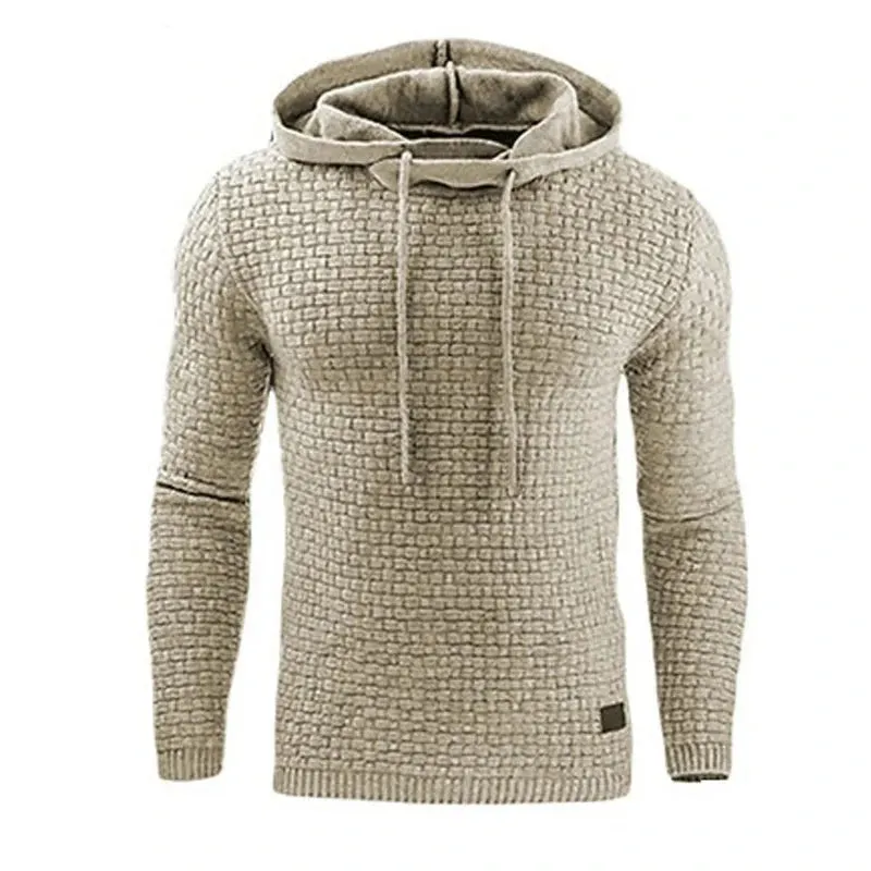 Men's Knitted Drawstring Pullover Hoodie