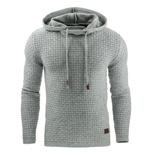 Men's Knitted Drawstring Pullover Hoodie