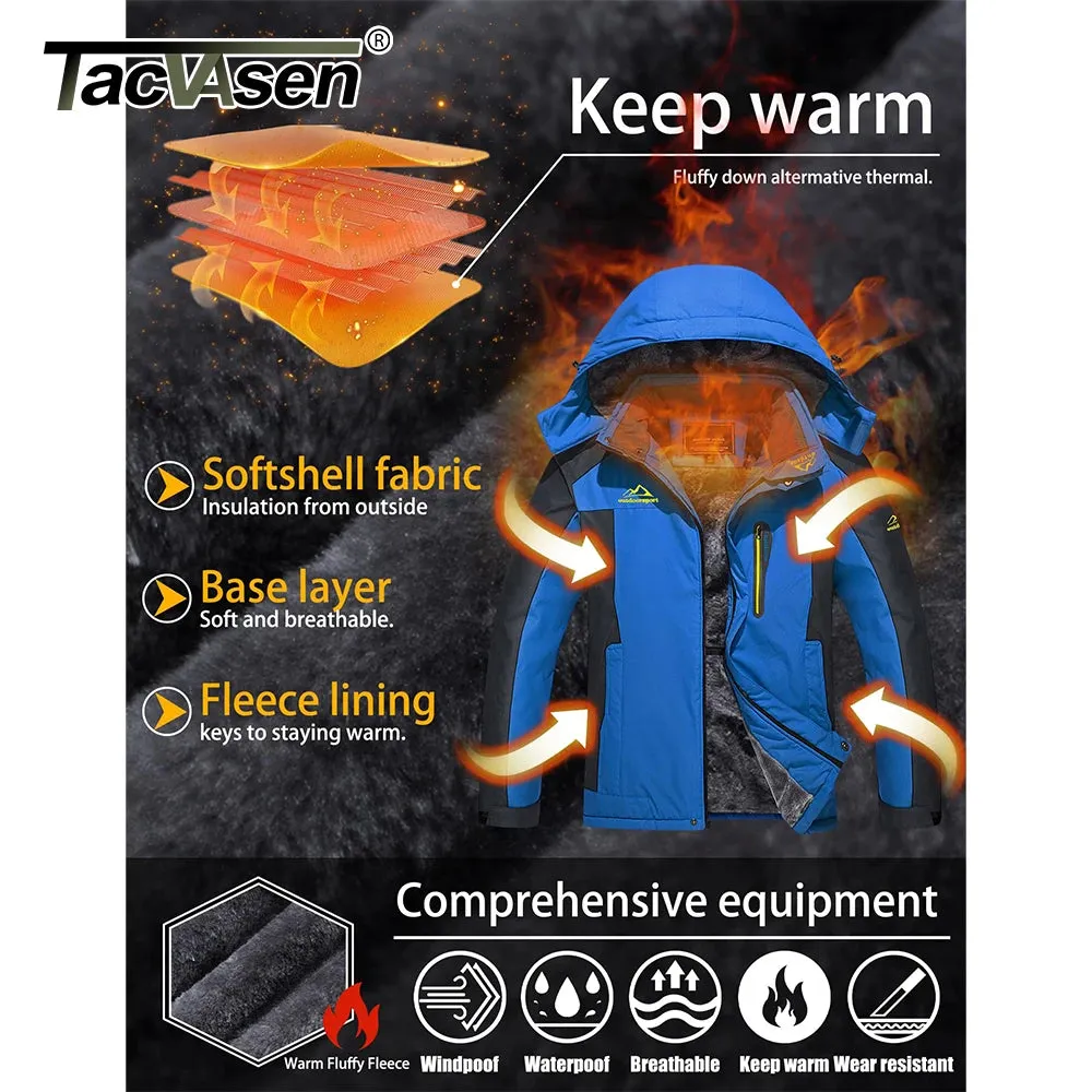Men's Waterproof Ski Jacket – Fleece-Lined Winter Parka Windbreaker