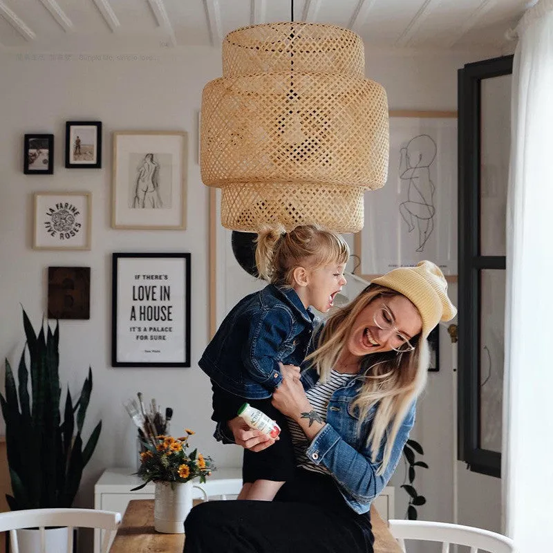 Modern Boho Rattan Bamboo Chandelier