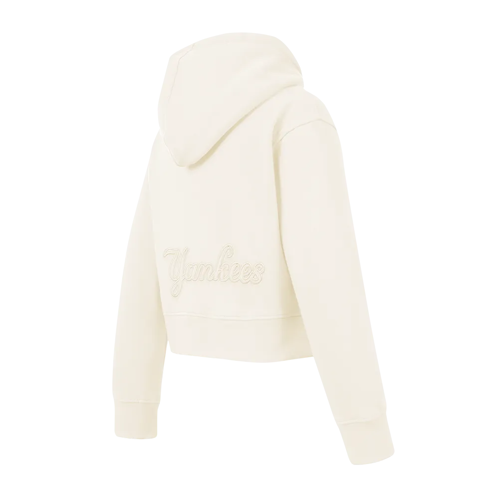 NEW YORK YANKEES NEUTRAL BIG GIRLS FLC PO HOODIE (EGGSHELL)