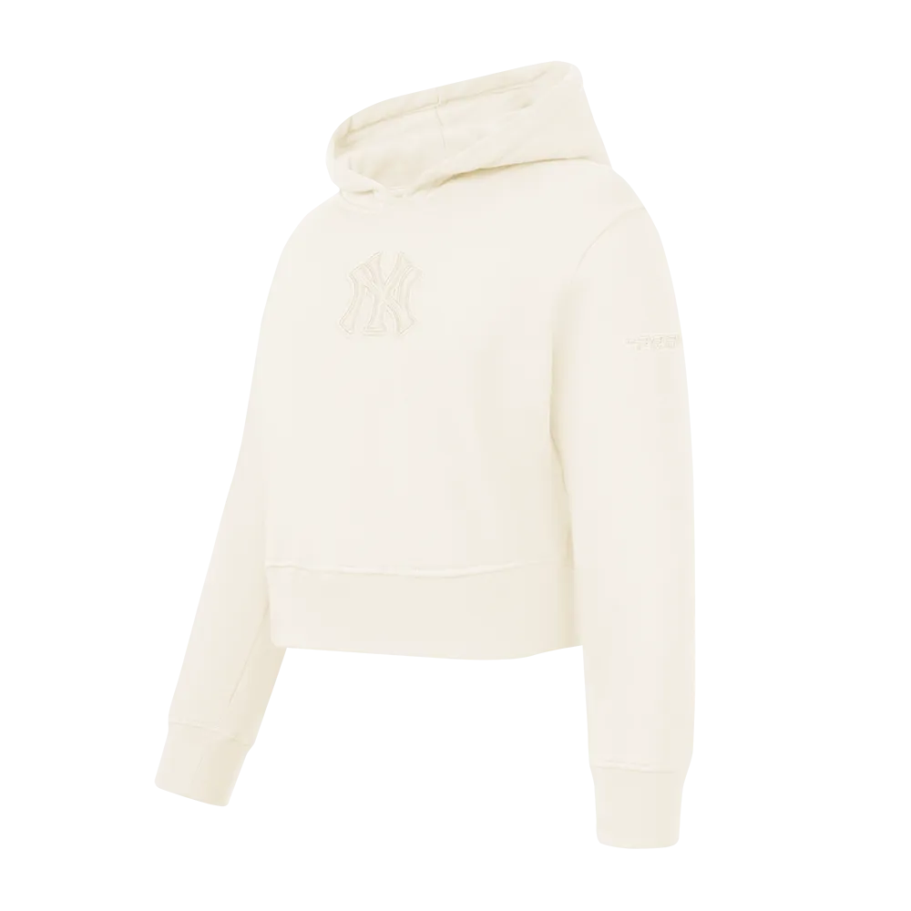 NEW YORK YANKEES NEUTRAL BIG GIRLS FLC PO HOODIE (EGGSHELL)