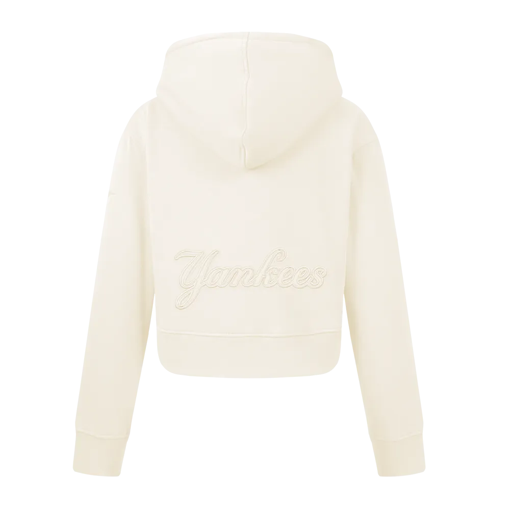 NEW YORK YANKEES NEUTRAL BIG GIRLS FLC PO HOODIE (EGGSHELL)