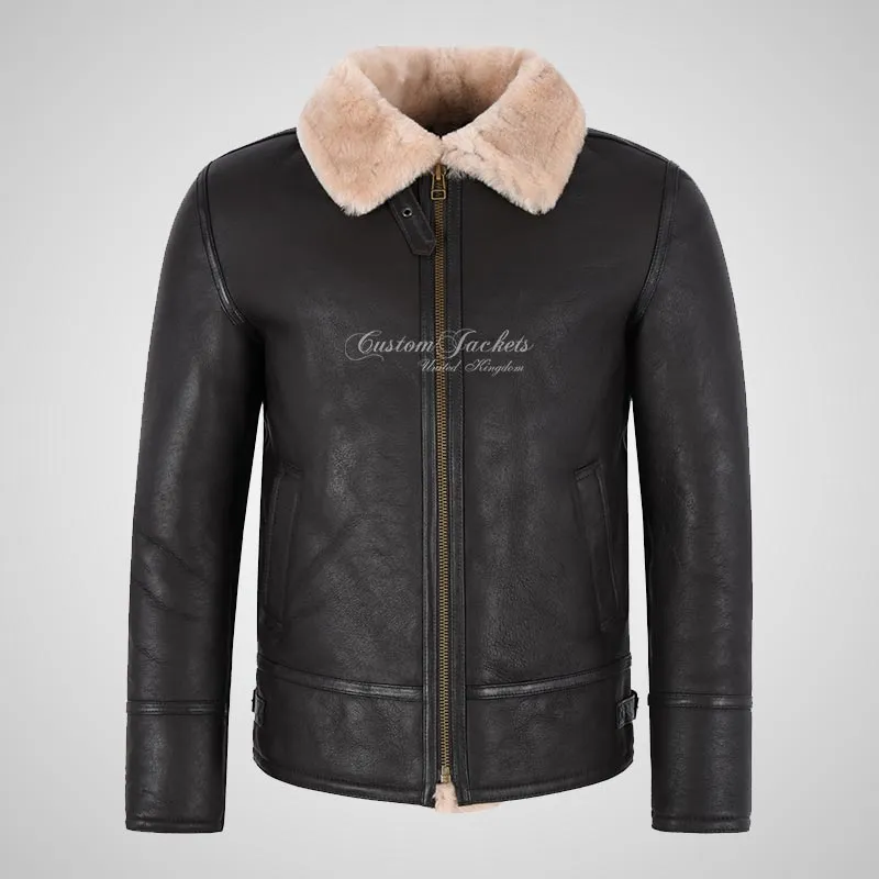 PEDLAR Shearling Sheepskin Aviator Jacket Brown