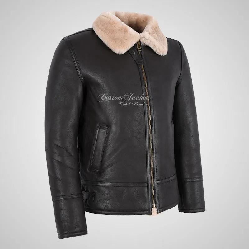 PEDLAR Shearling Sheepskin Aviator Jacket Brown
