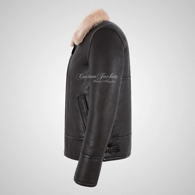 PEDLAR Shearling Sheepskin Aviator Jacket Brown