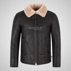 PEDLAR Shearling Sheepskin Aviator Jacket Brown