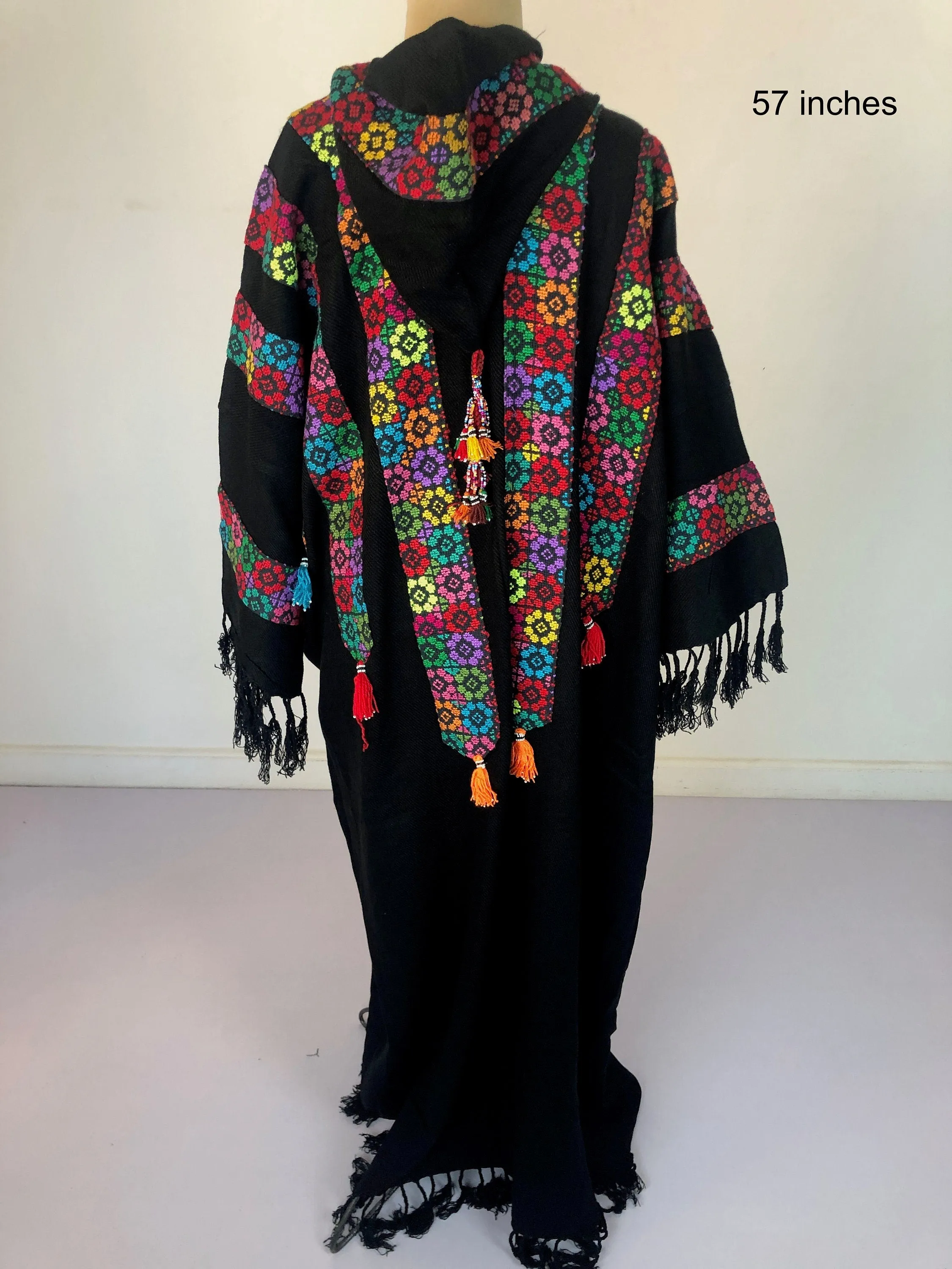 Plus size winter Kimono jacket, black winter kimono, boho kimono, Embroidered Wool Kimono,  Hand loomed Kimono, Plus size Kimono, bohemian