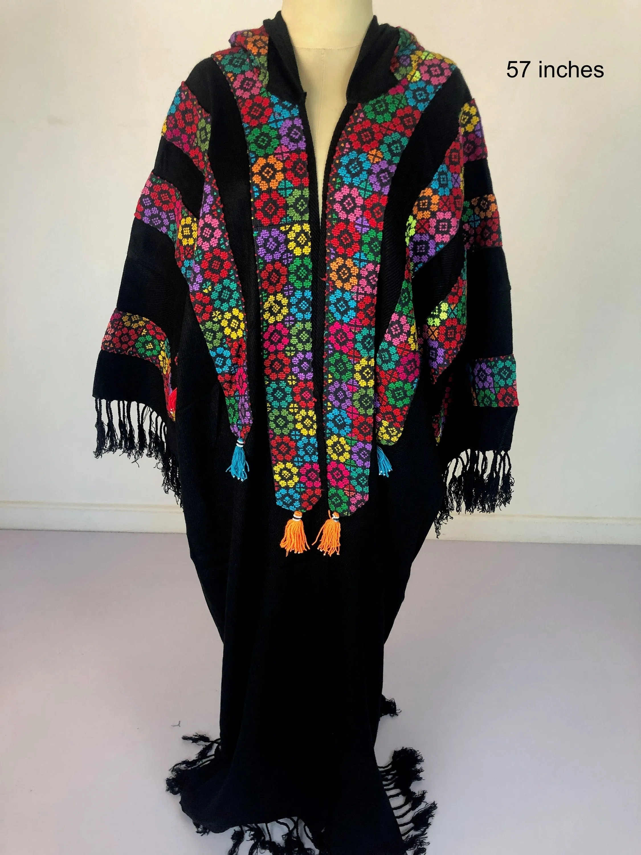 Plus size winter Kimono jacket, black winter kimono, boho kimono, Embroidered Wool Kimono,  Hand loomed Kimono, Plus size Kimono, bohemian