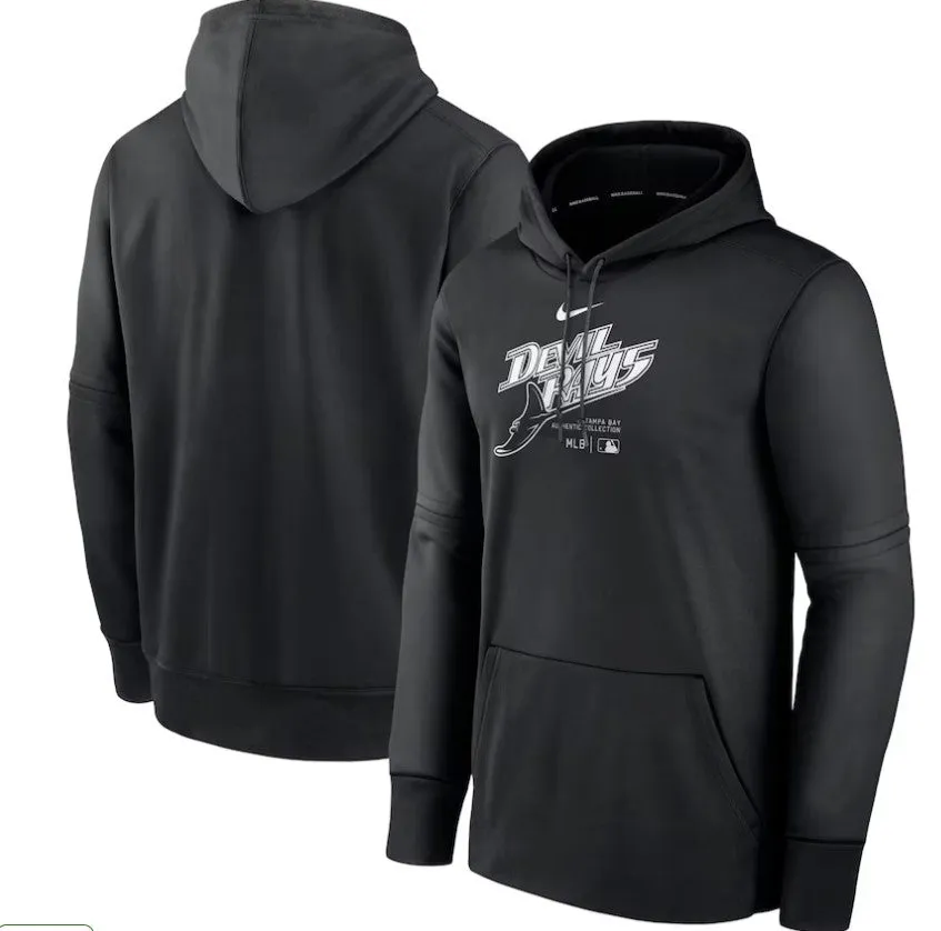Rays Men's Nike Devil Rays Black Authentic Collection Practice Performance Therma Hoodie