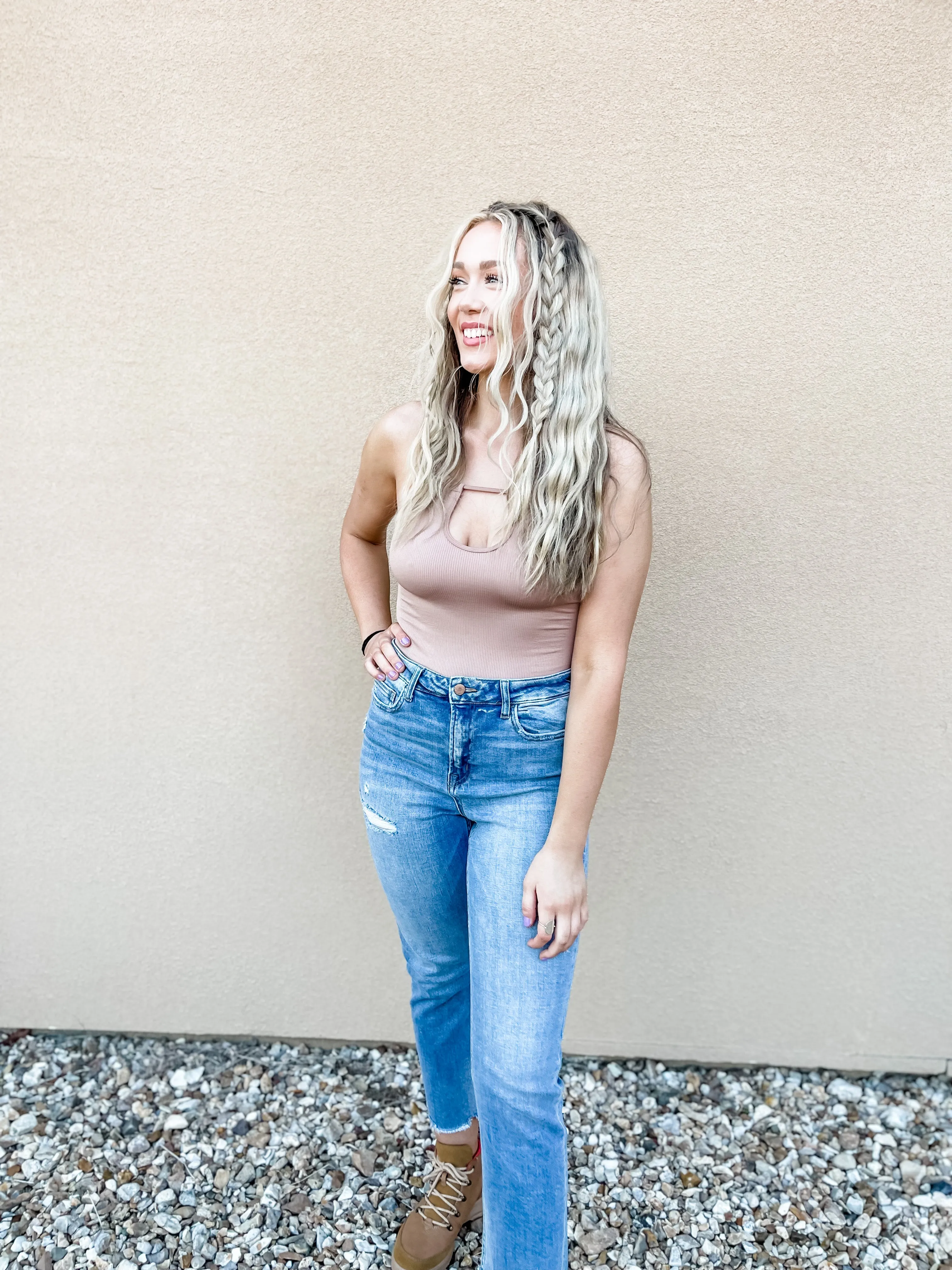 Ribbed Keyhole Cami Bodysuit