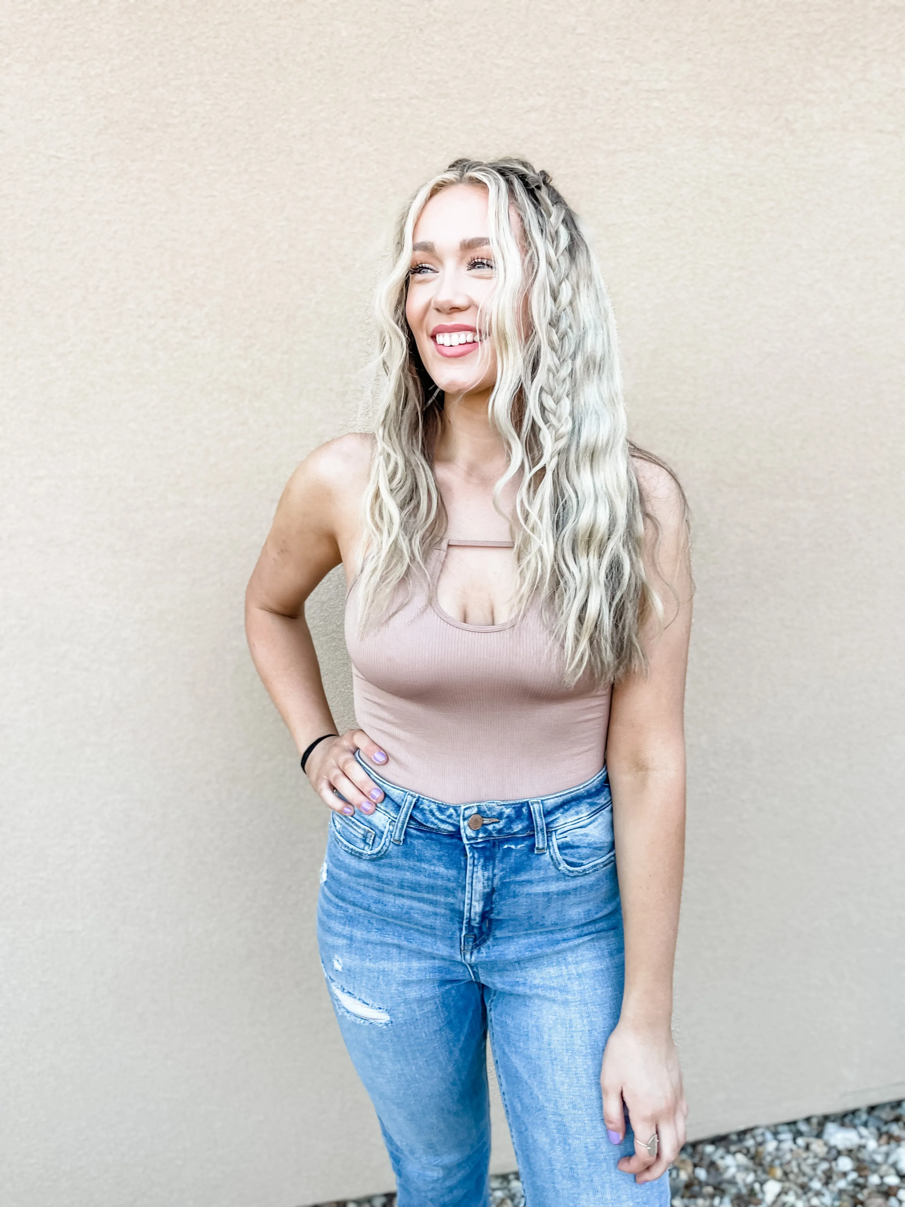 Ribbed Keyhole Cami Bodysuit