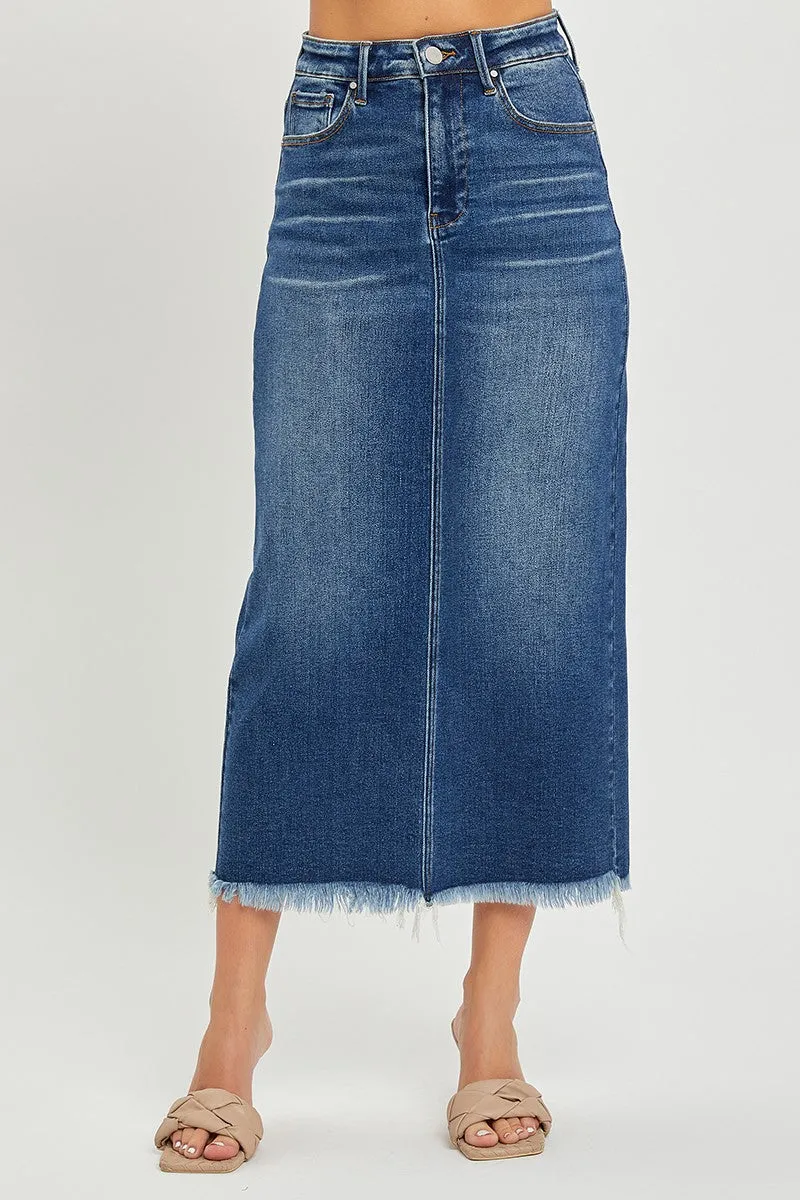Risen HR Frayed Long Pencil Skirt