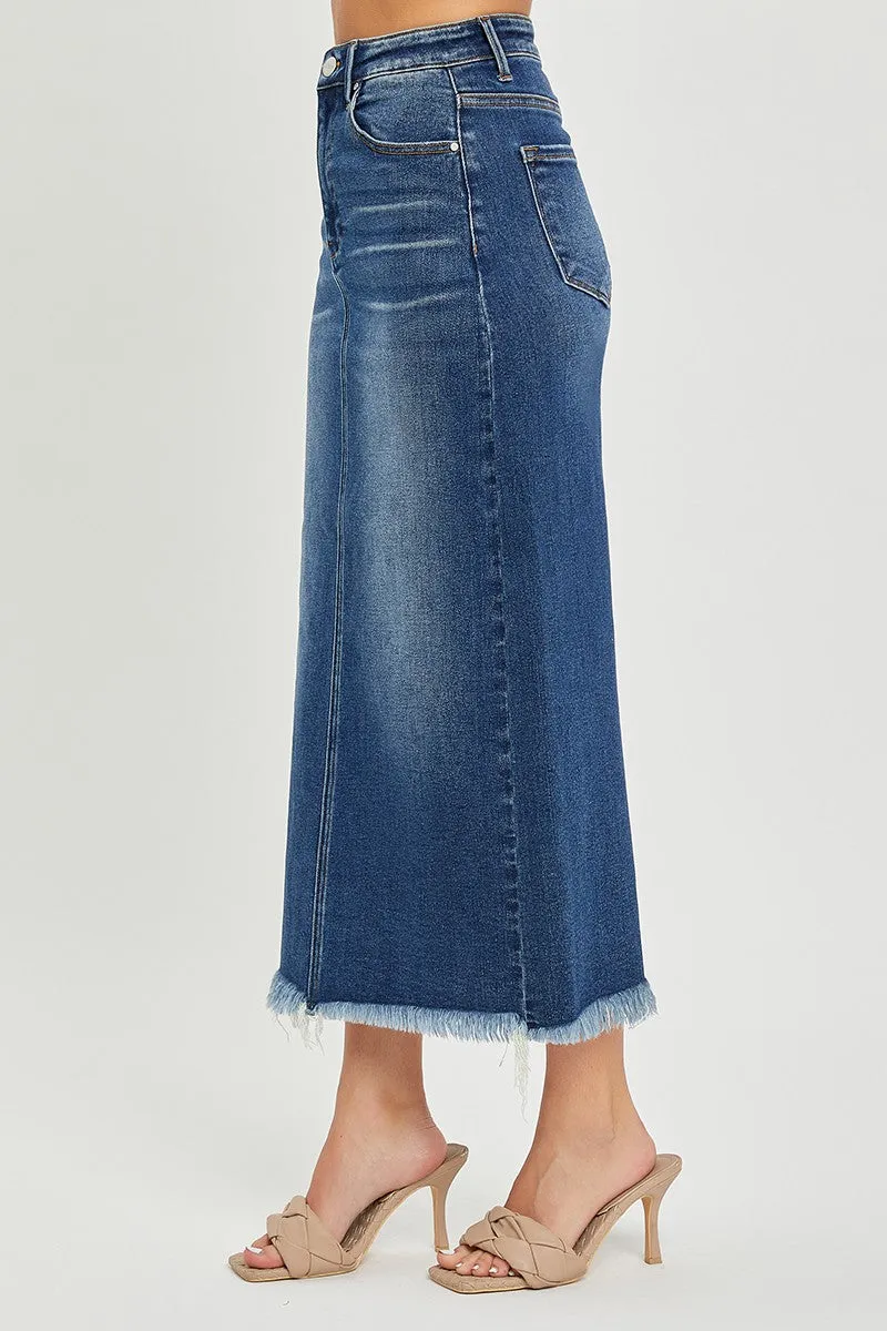 Risen HR Frayed Long Pencil Skirt