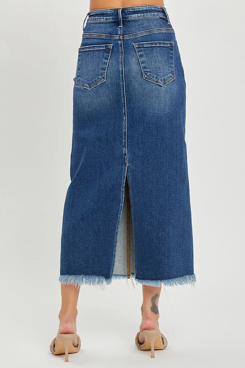 Risen HR Frayed Long Pencil Skirt