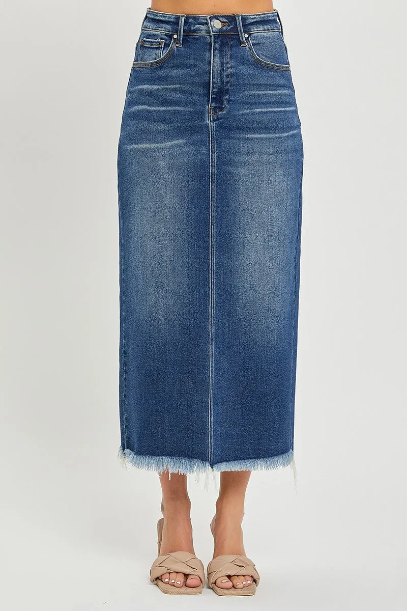 Risen HR Frayed Long Pencil Skirt