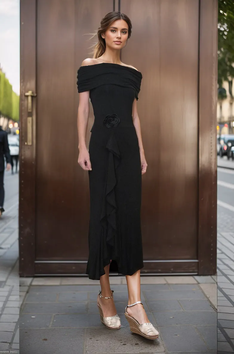 ROMANIE MIDI SKIRT (BLACK)- VS1815