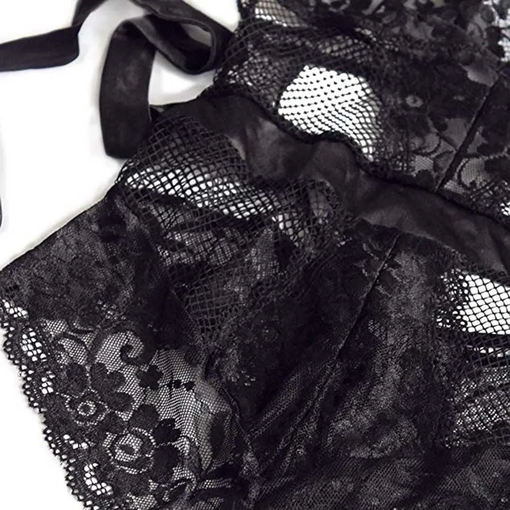 Satin V-neck Lace Bodysuit