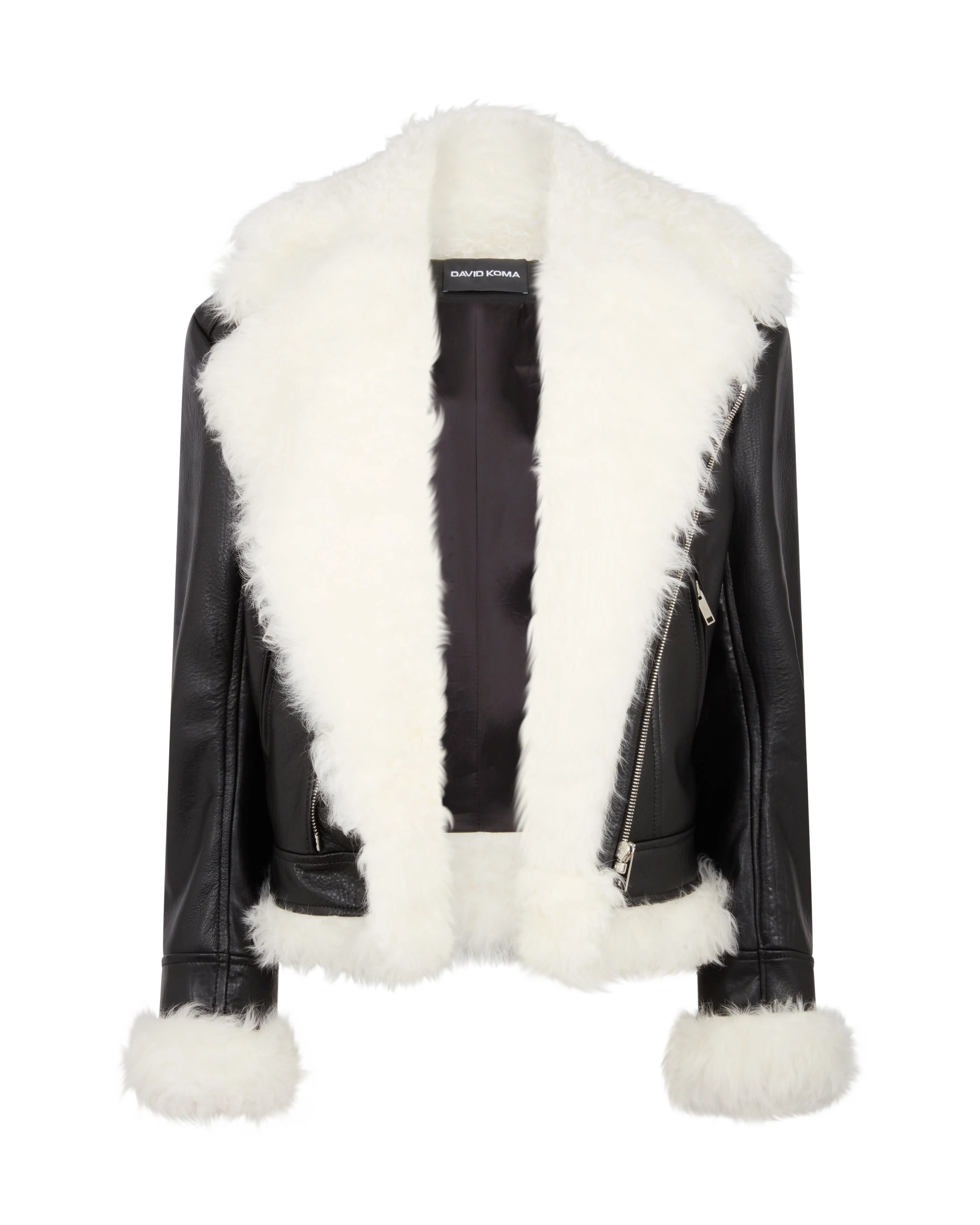 SHEARLING COLLAR BIKER JACKET