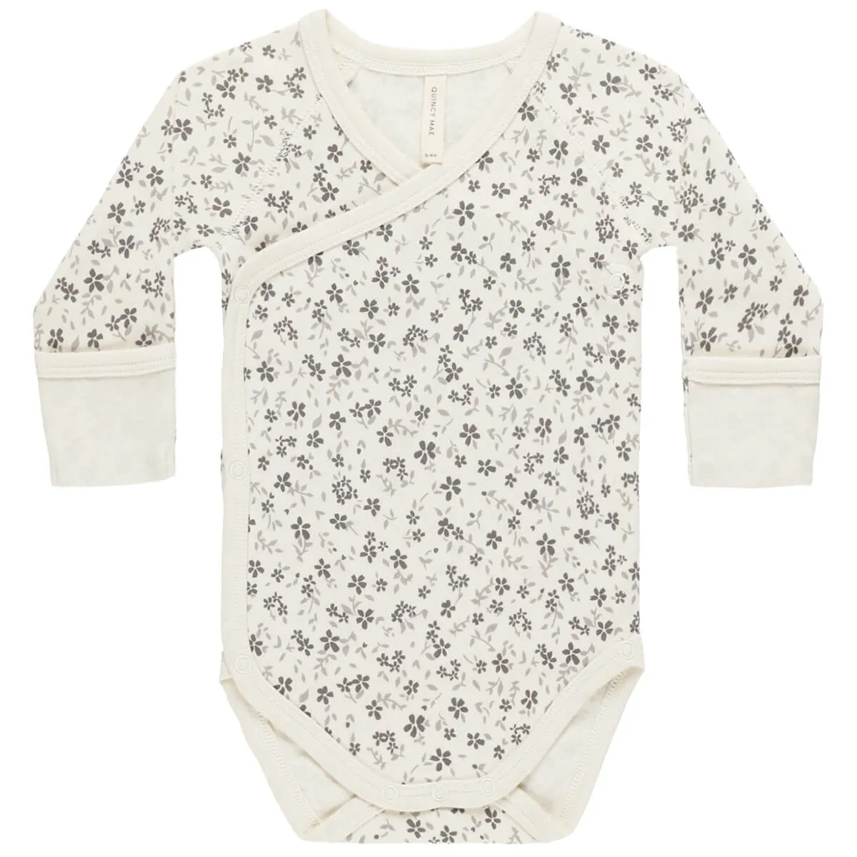 Side Snap Bodysuit in Blue Floral by Quincy Mae
