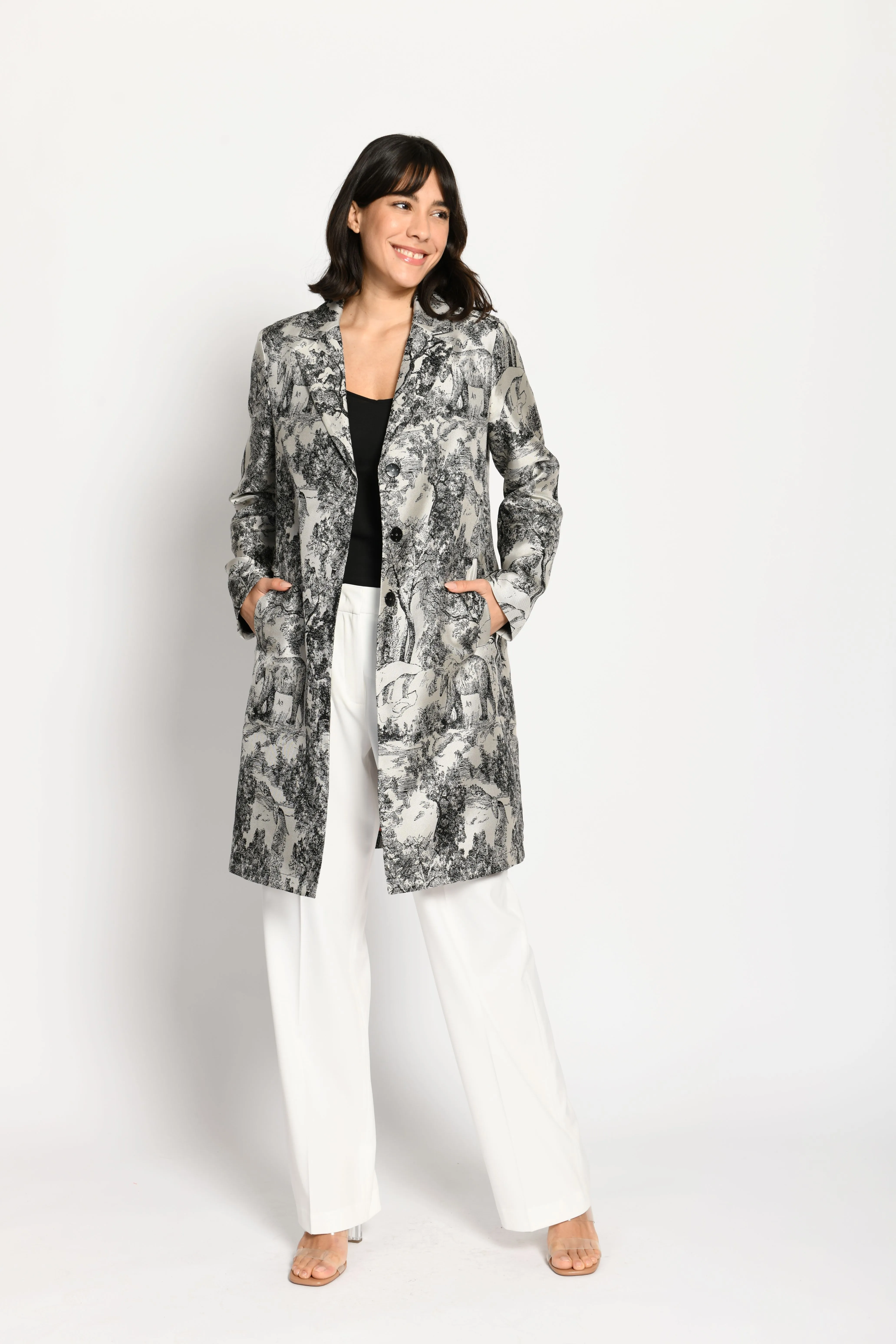 Silky Tapestry Dress Coat