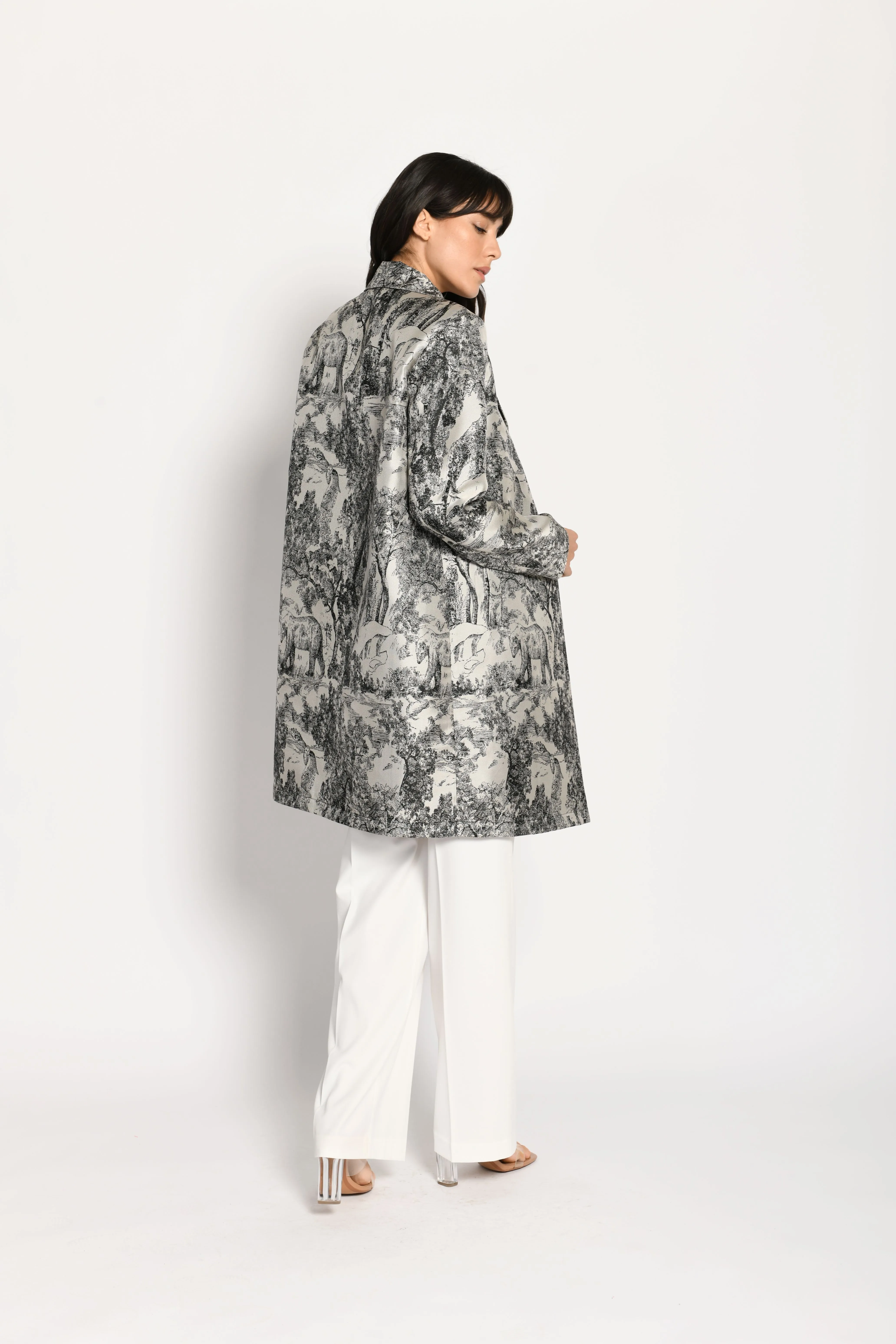 Silky Tapestry Dress Coat