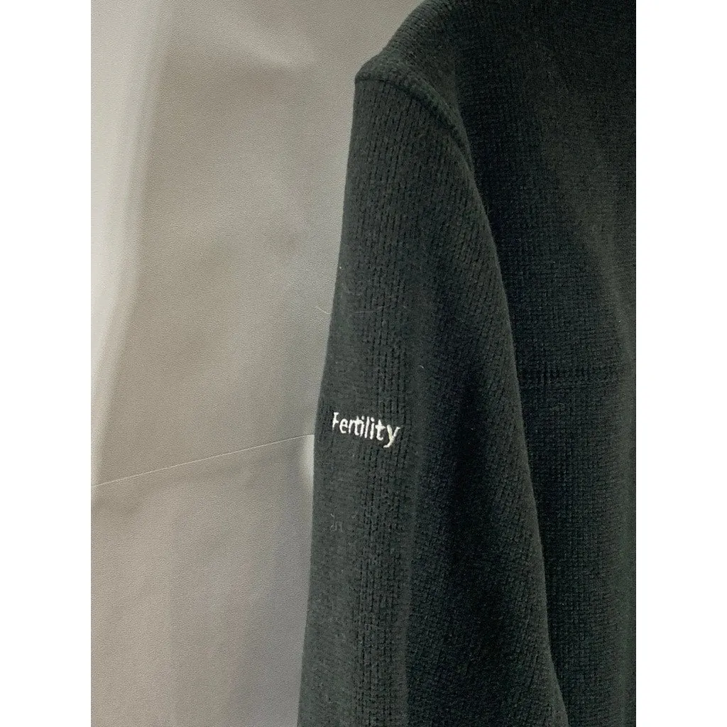 THE NORTH FACE Men's Black Ribbed Fleece Stand Collar Zip-Up Jacket SZ L