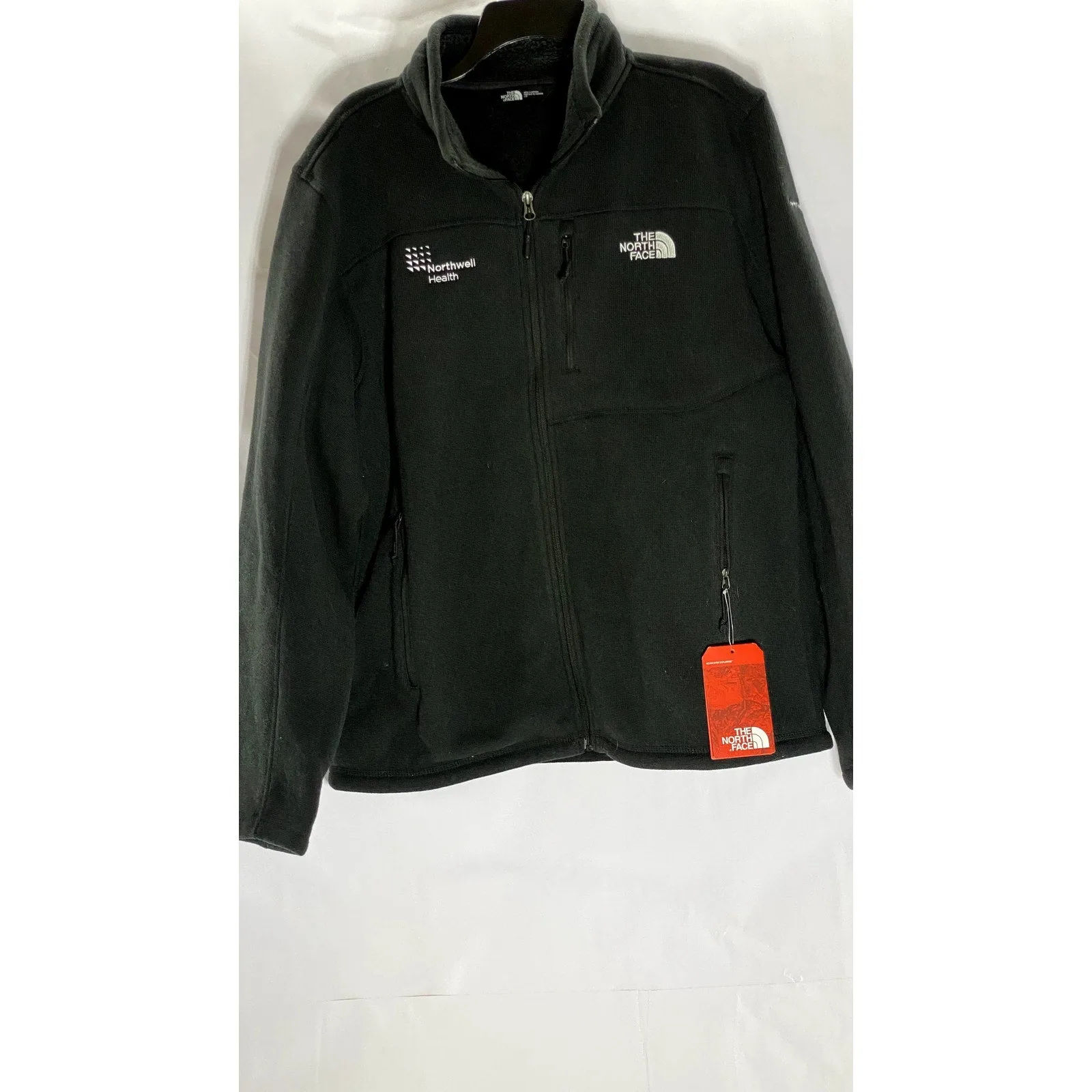 THE NORTH FACE Men's Black Ribbed Fleece Stand Collar Zip-Up Jacket SZ L
