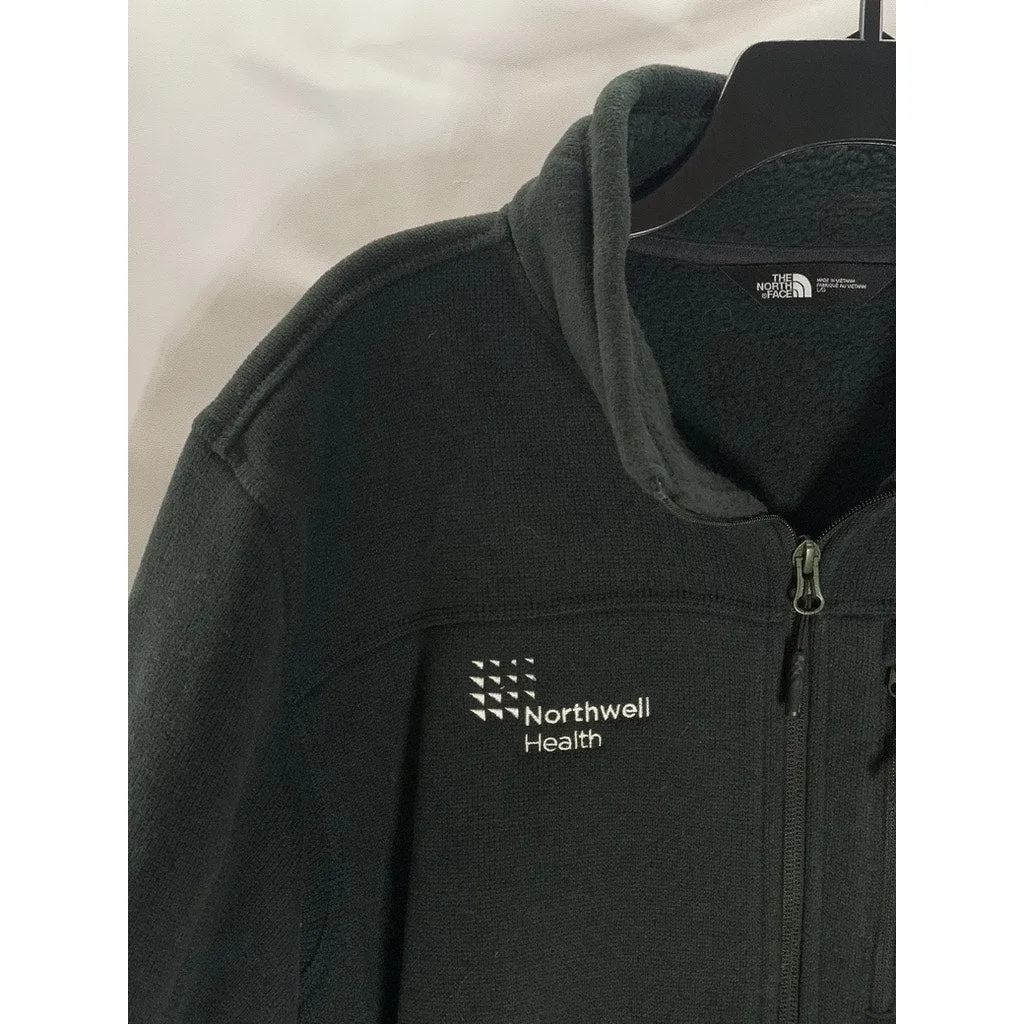 THE NORTH FACE Men's Black Ribbed Fleece Stand Collar Zip-Up Jacket SZ L