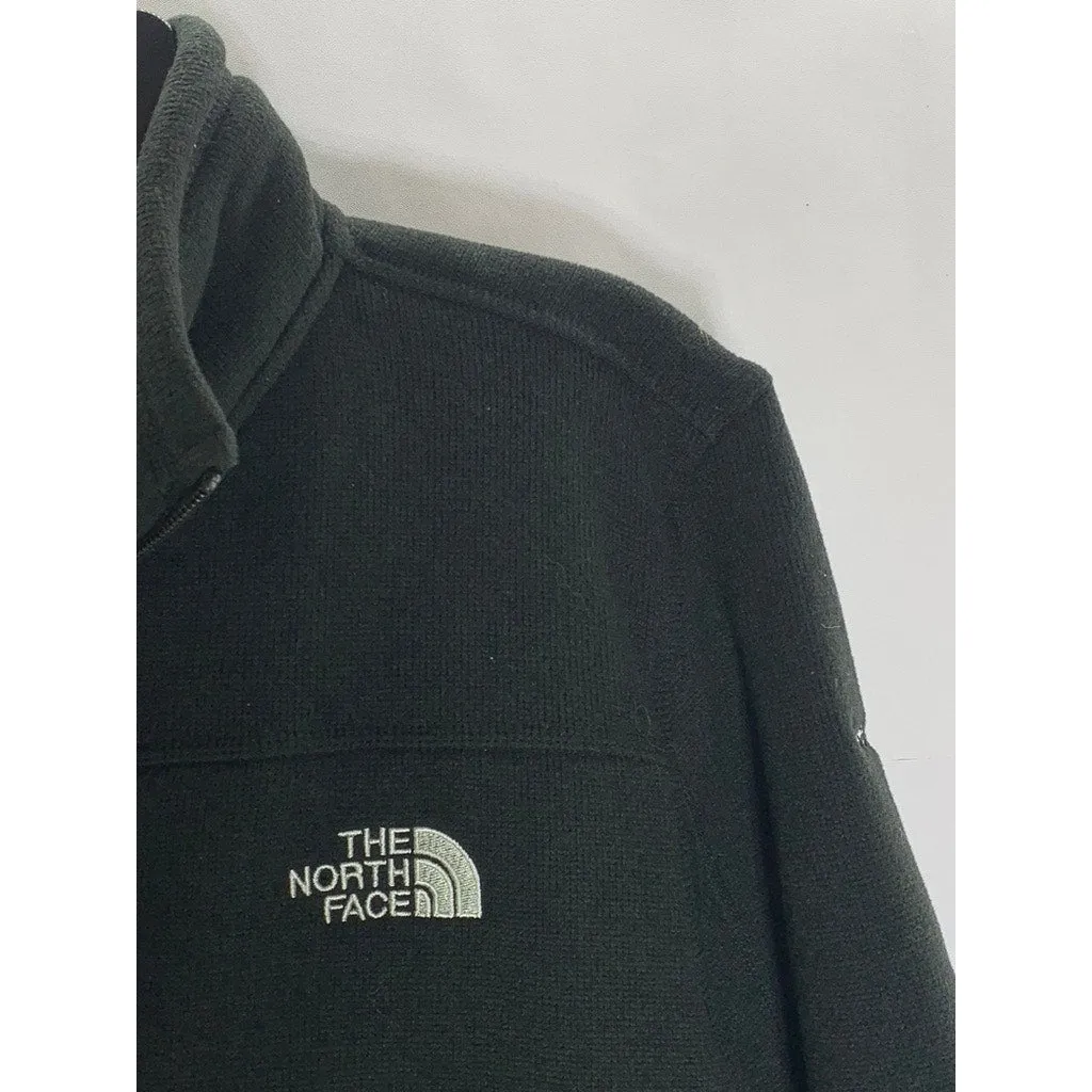THE NORTH FACE Men's Black Ribbed Fleece Stand Collar Zip-Up Jacket SZ L