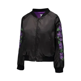 Violet Embroidered Reversible Bomber Jacket