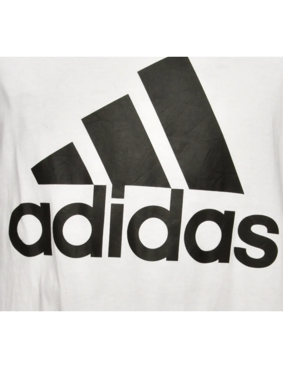 White Adidas Printed T-shirt - L
