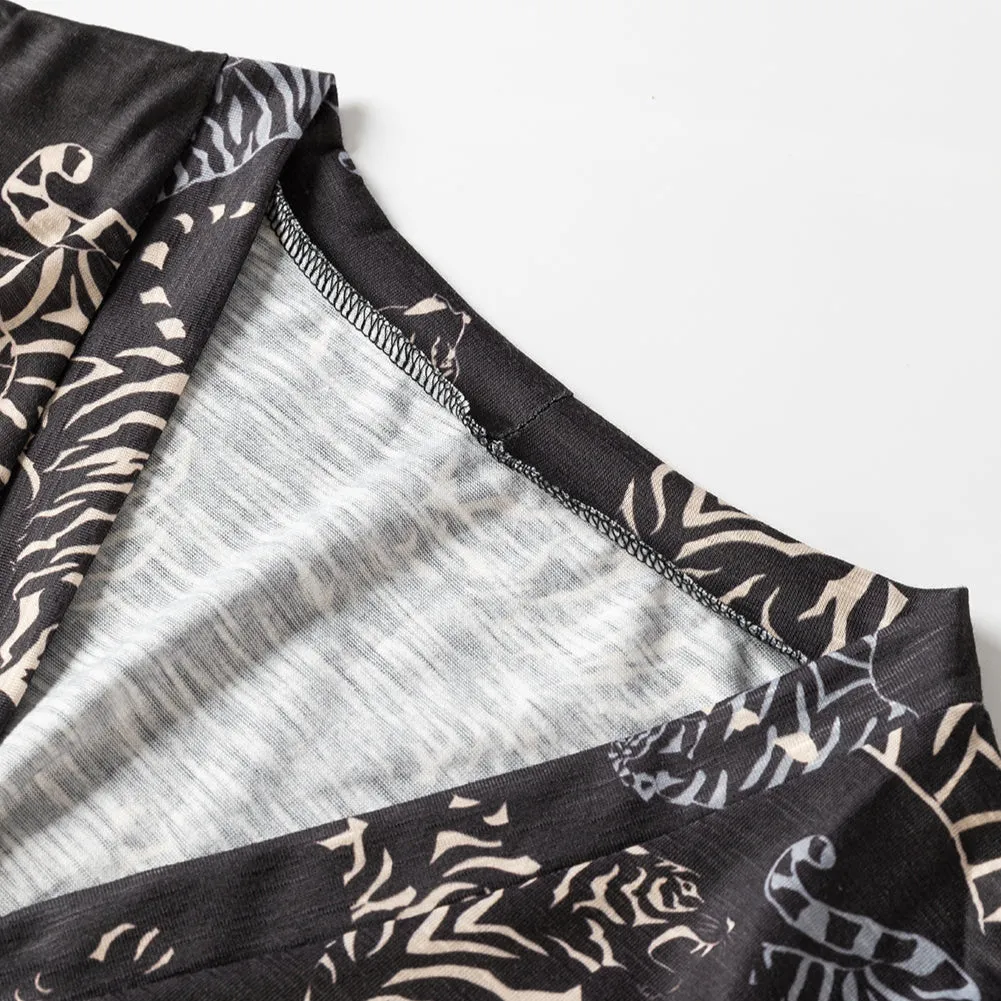 Wild Tiger Print Button Front Cardigan