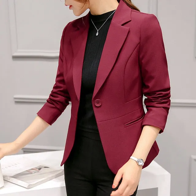 Women Formal Blazers Lady Office Work Suit Jackets  Slim fit