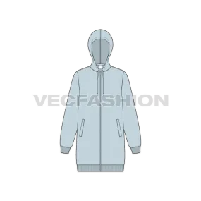 Women's Long Length Front Open Hoodie