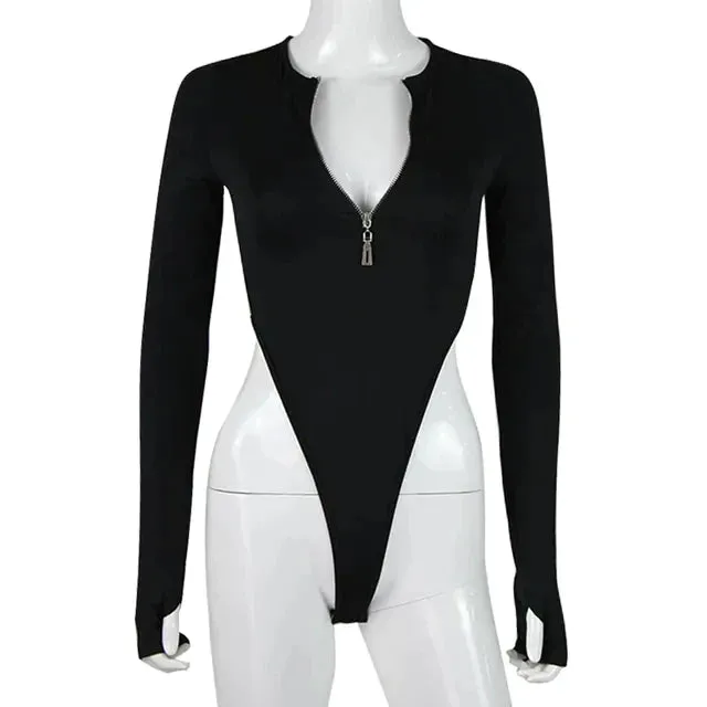 Zipper Lange Sexy Skinny Bodysuits